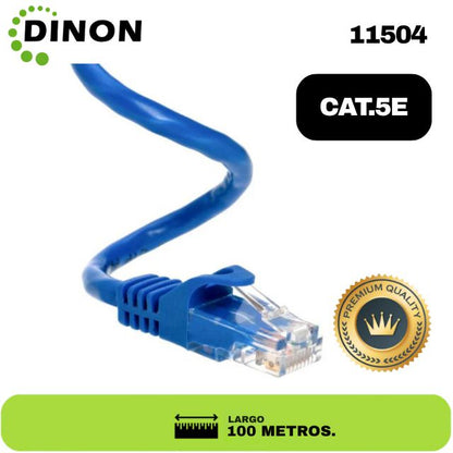 PATCH CORD 100 MTS CAT5E AZUL CCA DINON. sku:11504
