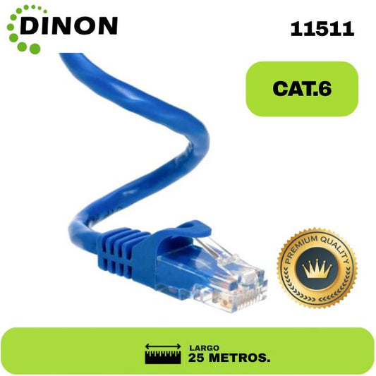 PATCH CORD 25 MTS CAT6 AZUL CCA DINON. sku: 11511