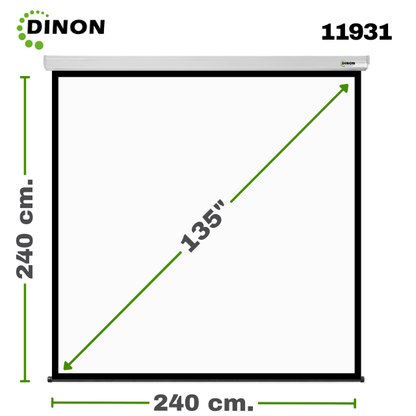 Telon Eléctrico Dinon Premium 2,40X2,40 (135") C/r Motor Tubular, Tela Fibra De Vidrio - Sku: 11931