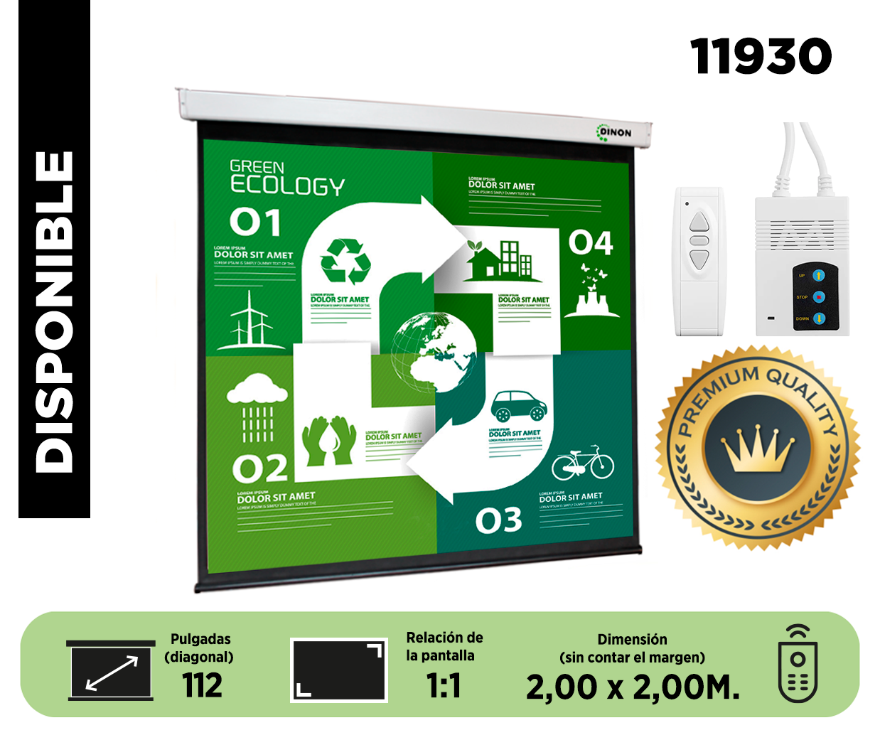 Telon Eléctrico Dinon Premium 2,00 X 2,00 (112