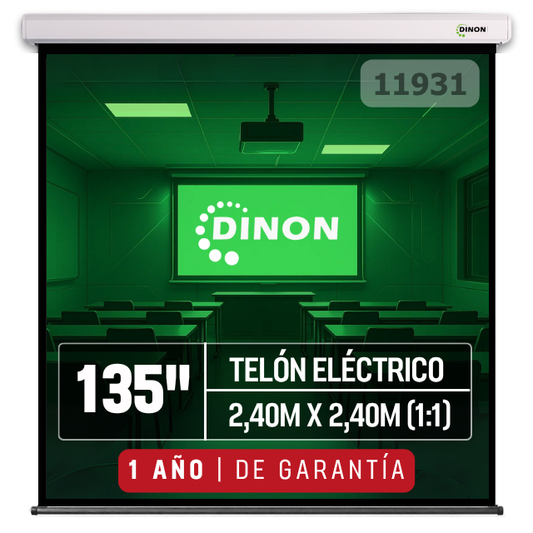 Telon Eléctrico Dinon Premium 2,40X2,40 (135") C/r Motor Tubular, Tela Fibra De Vidrio - Sku: 11931