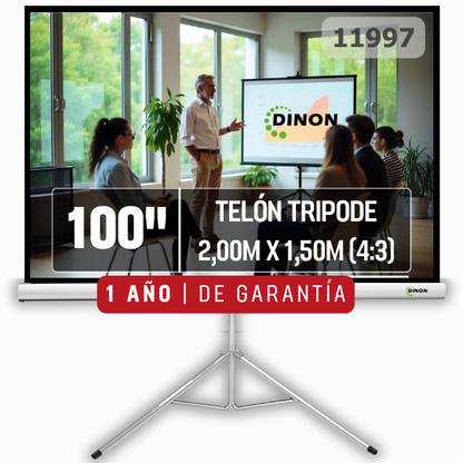 Pack Telón Trípode 2x1.50m (100") + Bolso Impermeable Color Negro - SKU: 12012