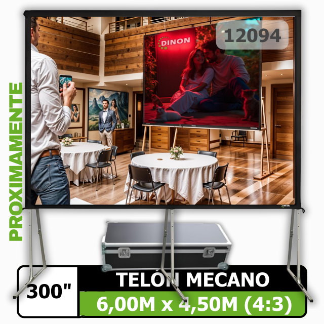 TELON MECANO / FAST FOLD DINON  6,00 X 4,50 (300") / 4:3 (CON 3 PATAS DE APOYO) - SKU:12094