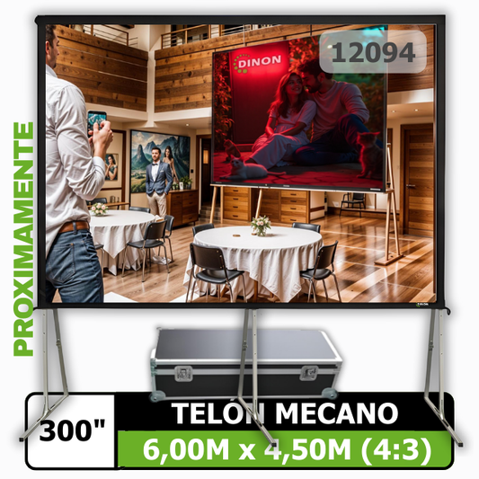 TELON MECANO / FAST FOLD DINON  6,00 X 4,50 (300") / 4:3 (CON 3 PATAS DE APOYO) - SKU:12094