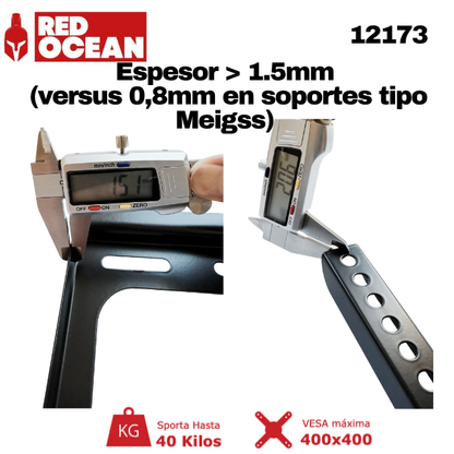 Soporte TV Universal Fijo 23"-55", 1.2 mm / 22 cm Ancho, VESA Máx. 400x400, 40 kg, RedOcean - SKU: 12173