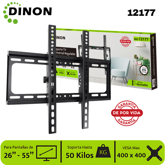 Soporte para TV LCD LED Universal regulable ±15° 26-55" 1.5mm, VMAX 400X400, 50KG. - SKU:12177