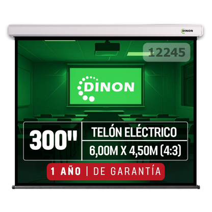 Telon Eléctrico Dinon PREMIUM 6,00 x 4,50 (300") C/Remoto 4:3 - sku: 12245