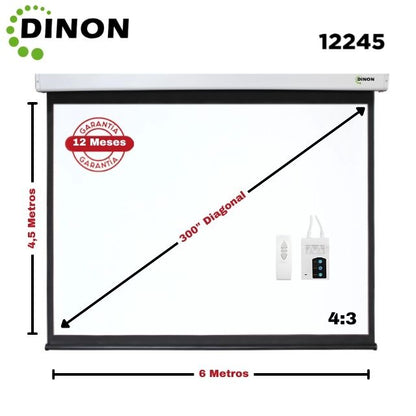 Telon Eléctrico Dinon PREMIUM 6,00 x 4,50 (300") C/Remoto 4:3 - sku: 12245
