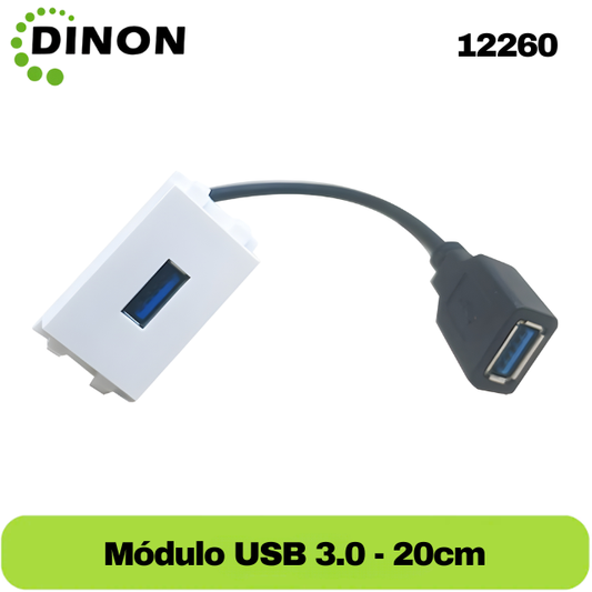 MODULO USB 3.0 TIPO A CON EXTENSIÓN DE 20CM PARA WALLPLATE 12258 - SKU:12260