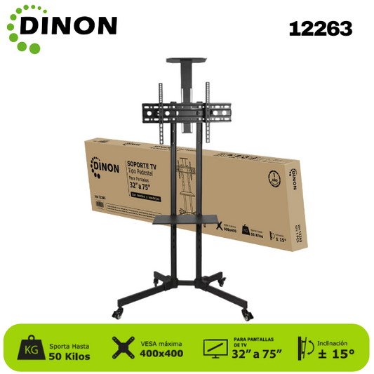 SOPORTE PARA TV LCD LED TIPO PEDESTAL, CON RUEDAS 32-75, VMAX 600X400, 50KG - SKU: 12263