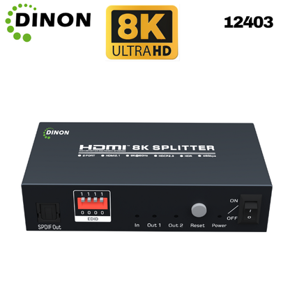 Splitter Hdmi 1X2 2.1 8K@60Hz Hdcp2.3 Hdr  Heavyy Duty Dinon - SKU:12403