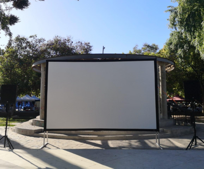 Telon Mecano Aluminio Dinon Transportable con Caja 5x3,75m (250")