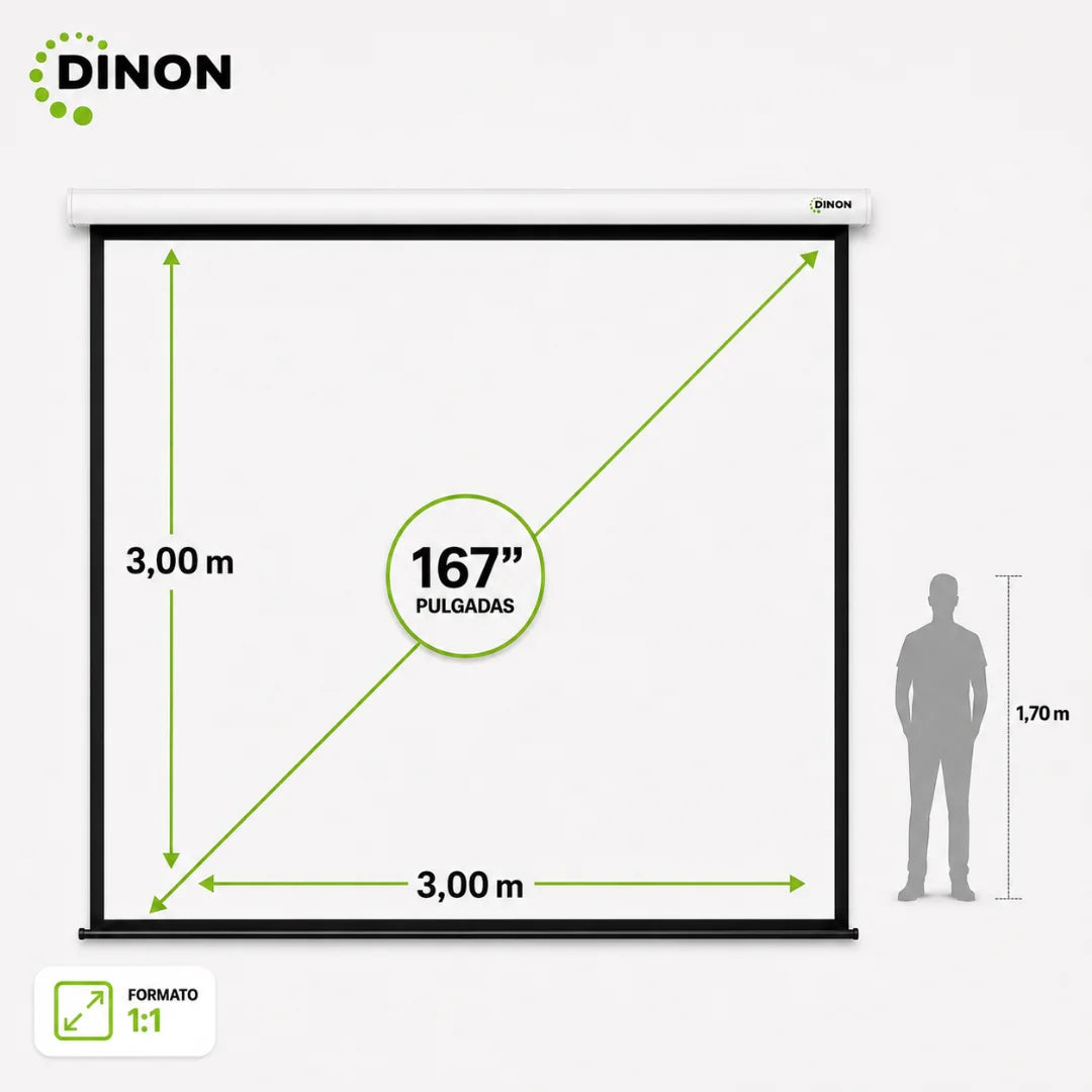 Telón Eléctrico Dinon con Motor Silencioso 3x3m (167'')