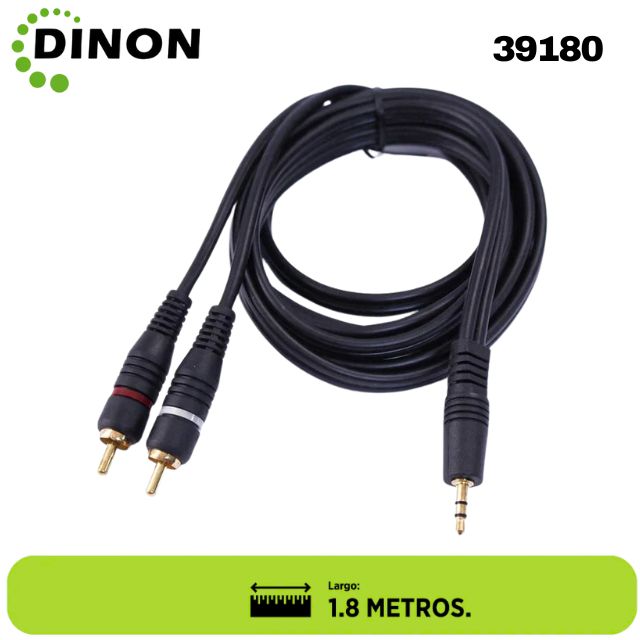 CABLE DE AUDIO PLUG 3,5MM  A 2 RCA 1,8M(MLK) DINON - SKU: 39180