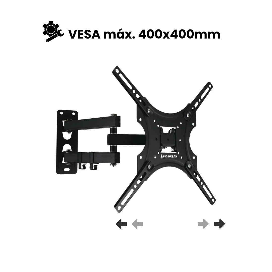 SOPORTE PARA TV ECON BRAZO DOBLE ±15° 32-55", 4-40CM, VMAX400X400, TILT, 22KG, REDOCEAN