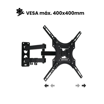 SOPORTE PARA TV ECON BRAZO DOBLE ±15° 32-55", 4-40CM, VMAX400X400, TILT, 22KG, REDOCEAN