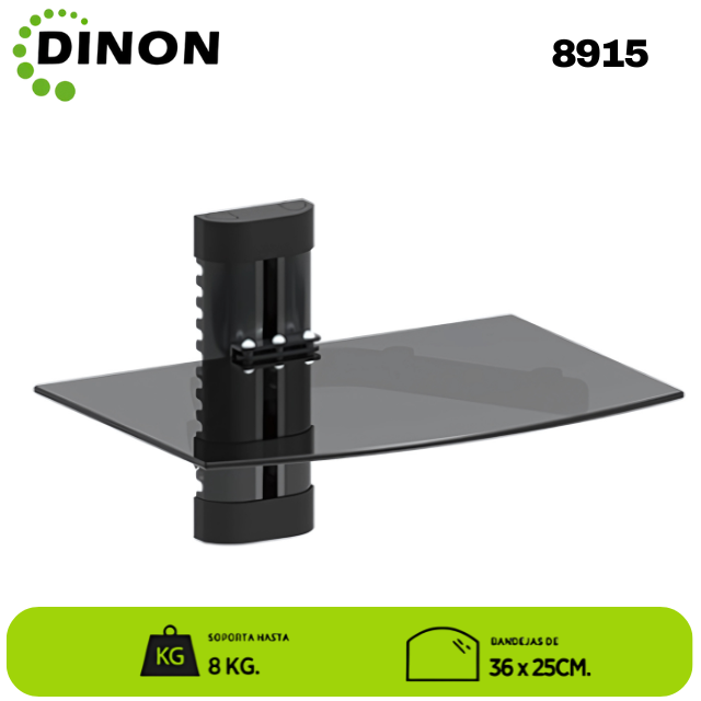 SOPORTE DE VIDRIO A MURO PARA EQUIPOS DE AUDIO Y VIDEO 36X25CM 8KG. Sku: 8915