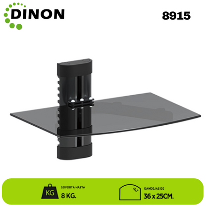 SOPORTE DE VIDRIO A MURO PARA EQUIPOS DE AUDIO Y VIDEO 36X25CM 8KG. Sku: 8915