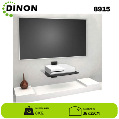 SOPORTE DE VIDRIO A MURO PARA EQUIPOS DE AUDIO Y VIDEO 36X25CM 8KG. Sku: 8915