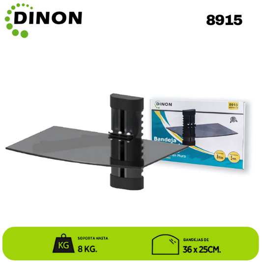 SOPORTE DE VIDRIO A MURO PARA EQUIPOS DE AUDIO Y VIDEO 36X25CM 8KG. Sku: 8915