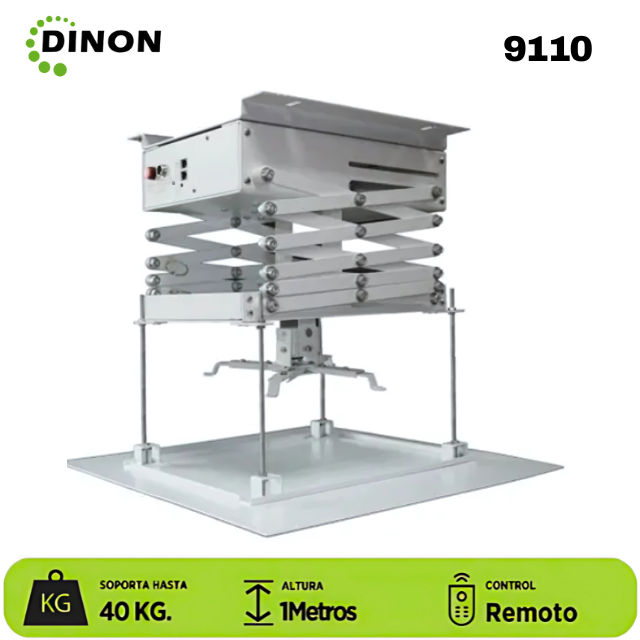 LIFT ELECTRICO PROYECTOR A TECHO, MOTOR TUBULAR, C/R, 2 METROS, 40KG, DINON - sku:9110