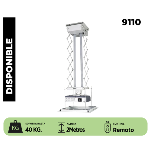 LIFT ELECTRICO PROYECTOR A TECHO, MOTOR TUBULAR, C/R, 2 METROS, 40KG, DINON - sku:9110