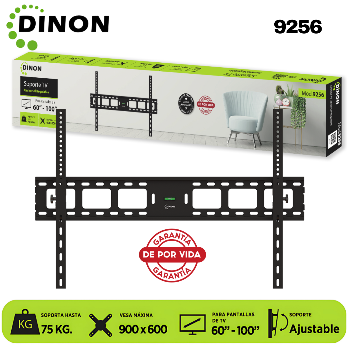 SOPORTE PARA TV LCD LED UNIVERSAL REGULABLE 60-100, VMAX 900X600, 75KG. DINON - Sku:9256