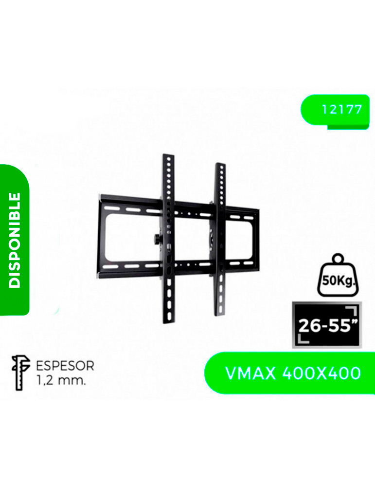 Soporte para TV LCD LED Universal regulable ±15° 26-55" 1.2MM, VMAX 400X400, 50KG. - SKU:12177
