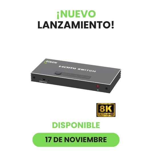 Switch HDMI 2.1 8K@60Hz 4x1 Heavy Duty con Control Remoto DINON