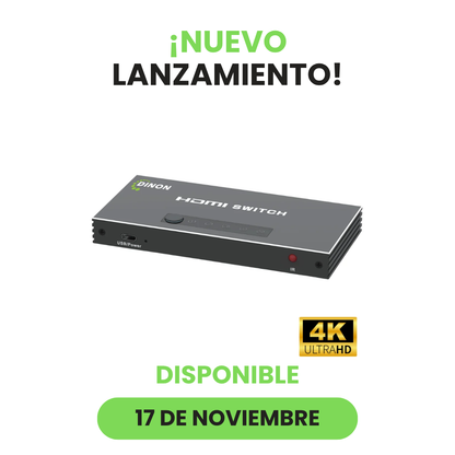 Switch HDMI 2.0 4K@60Hz 3D 4x1 Heavy Duty con Control Remoto Dinon