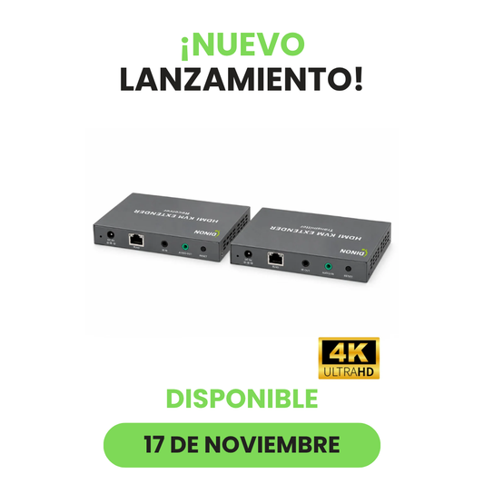 Extensor KVM HDMI 2.0 4K@60Hz Teclado y Mouse Por RJ45 Hasta 60 m Dinon