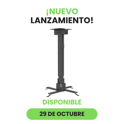 Soporte Para Proyector A Techo/Pared Extensible 40-63 cm, ±15°, 360°, 25Kg, Negro, Dinon