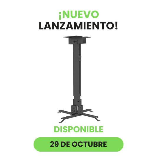 Soporte Para Proyector A Techo/Pared Extensible 40-63 cm, ±15°, 360°, 25Kg, Negro, Dinon