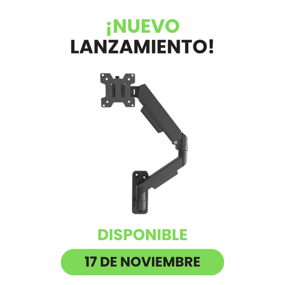Soporte Tipo Brazo Simple A Muro Para Monitor 17-32", Gas Sprint, 10Kg, Negro, Dinon