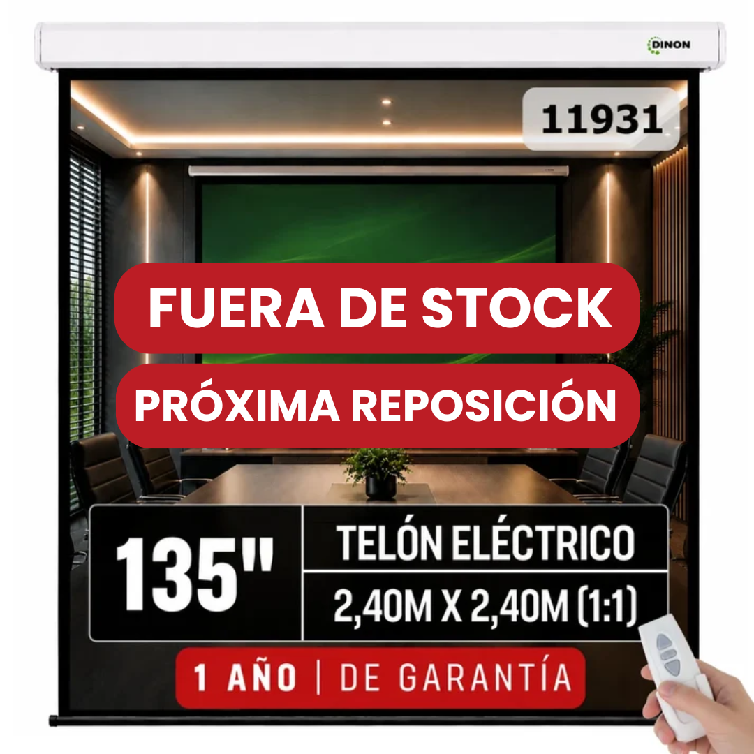 Telón Eléctrico Dinon con Motor Silencioso 2,40x2,40m (135'')