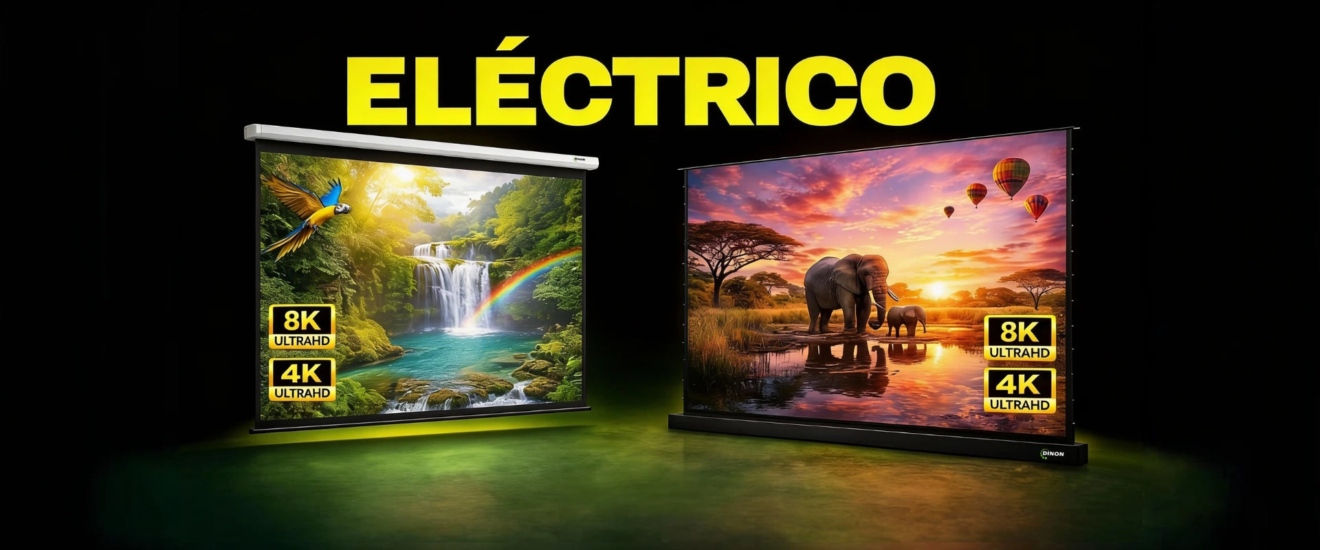 Telones eléctricos Dinon con motor silencioso proyectando la máxima calidad del mercado en Chile, listo para comprar