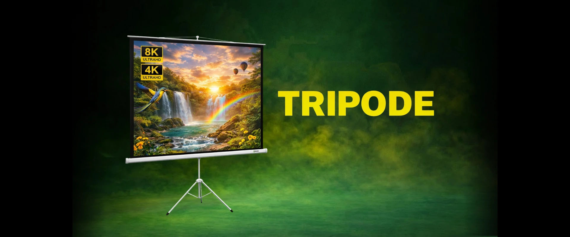 Telones Tripode con Autobloqueo Dinon proyectando la máxima calidad del mercado en Chile, listo para comprar