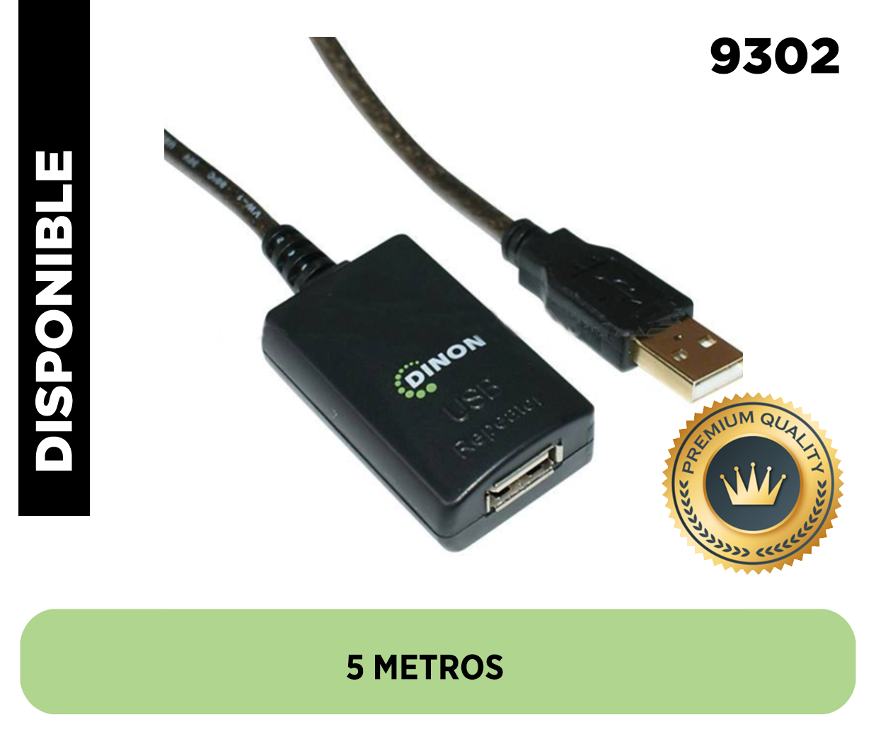 CABLE DE EXTENSION ACTIVO USB 2.0 A-A 5 METROS M/H DINON. Sku:9302