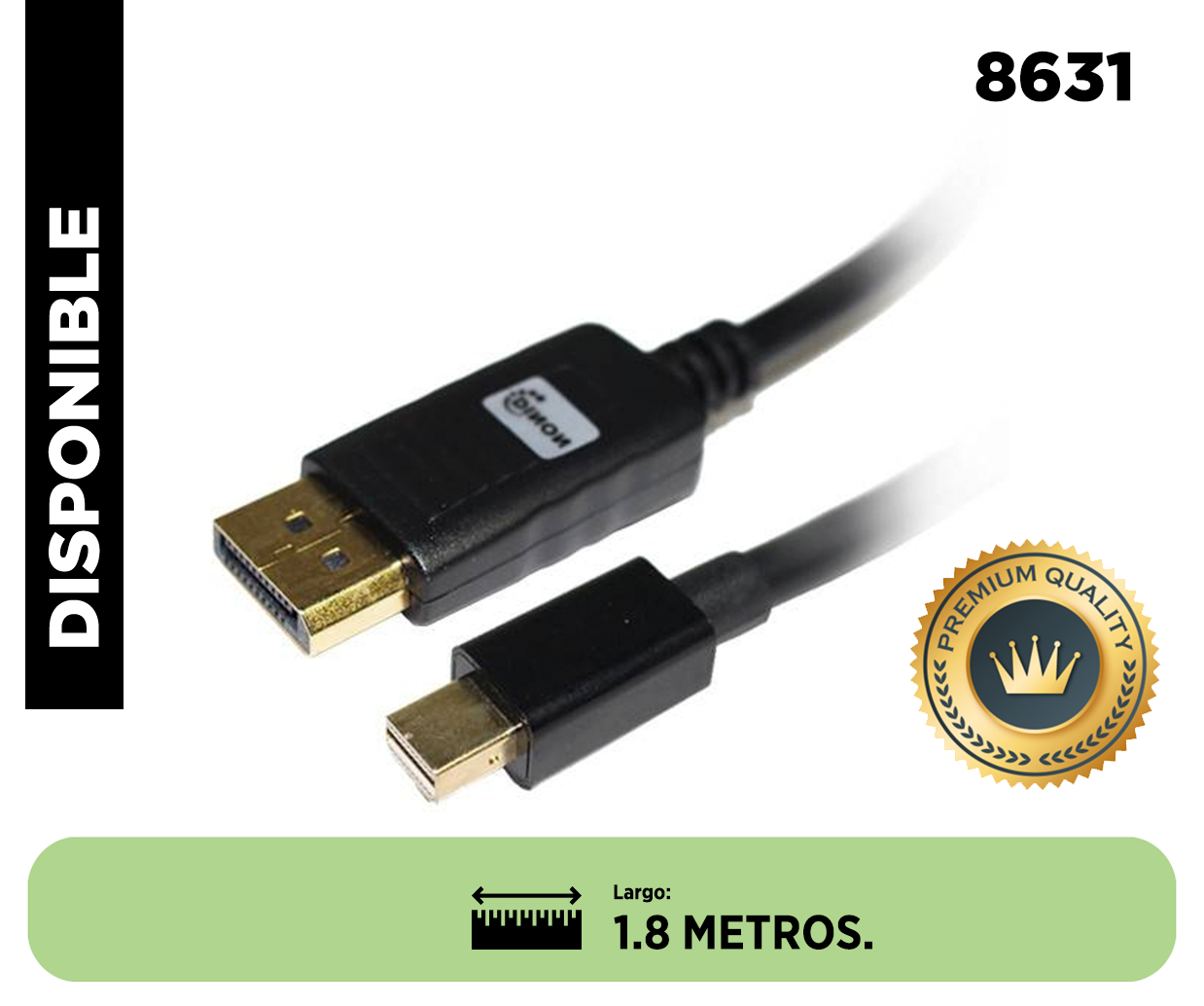 CABLE MINI DISPLAY PORT A DISPLAY PORT, 1,8 M. DINON. sku: 8631