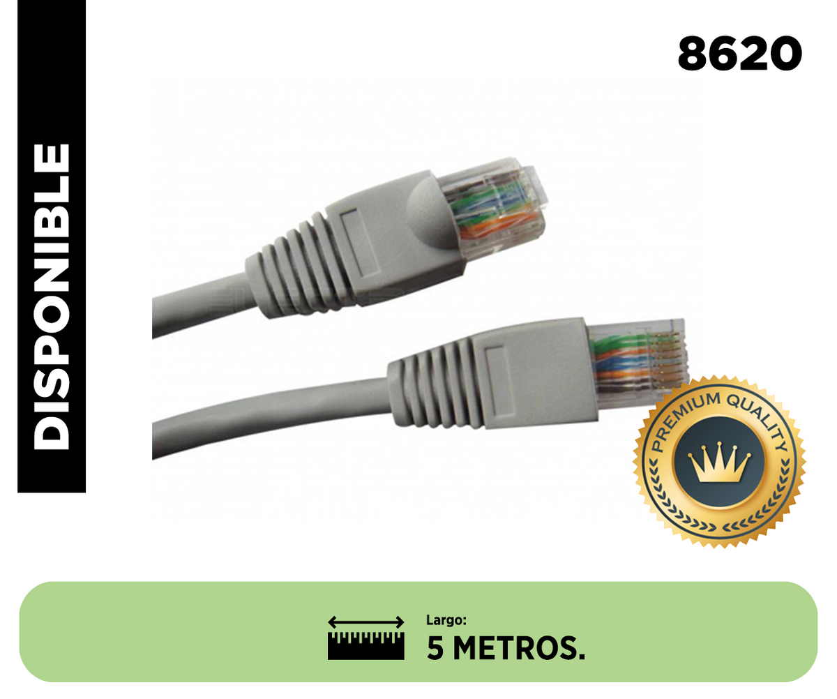 CABLE PATCH UTP 5 MTS CAT5E MARFIL CCA 26AWG DINON. Sku: 8620 - Dinon
