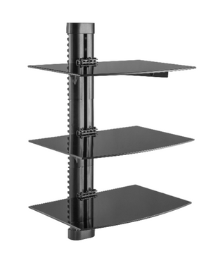 SOPORTE PARA DVD/D-BOX/VHS/PROYECTOR, TRIPLE VIDRIO, 36X25CM, 8KG. Sku: 9424