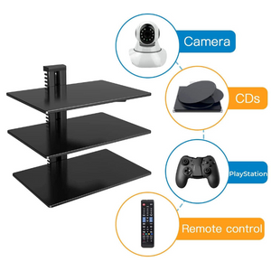 SOPORTE PARA DVD/D-BOX/VHS/PROYECTOR, TRIPLE VIDRIO, 36X25CM, 8KG. Sku: 9424