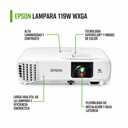 PROYECTOR EPSON POWERLITE 119W WXGA 4000 LUMENES
