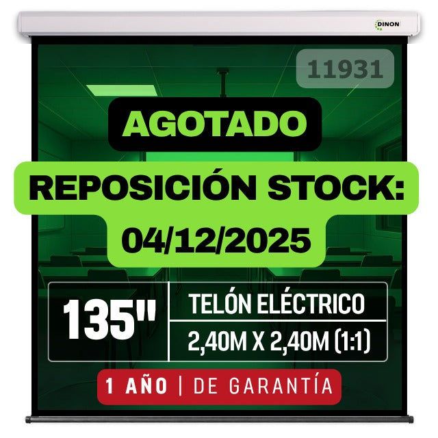 Telón Eléctrico Dinon con Motor Silencioso 2,40x2,40m (135'') - SKU:11931