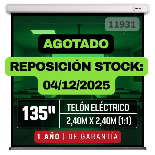 Telón Eléctrico Dinon con Motor Silencioso 2,40x2,40m (135'') - SKU:11931