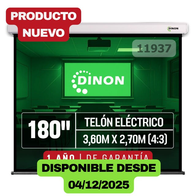Telón Eléctrico Dinon con Motor Silencioso 3,60x2,70m (180'') - SKU:11937