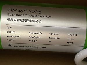 MOTOR TUBULAR MARCA DOOYA AW45-20/15 (PARA SKU 11929, 11930, 11931 y 11938) - SKU:12247