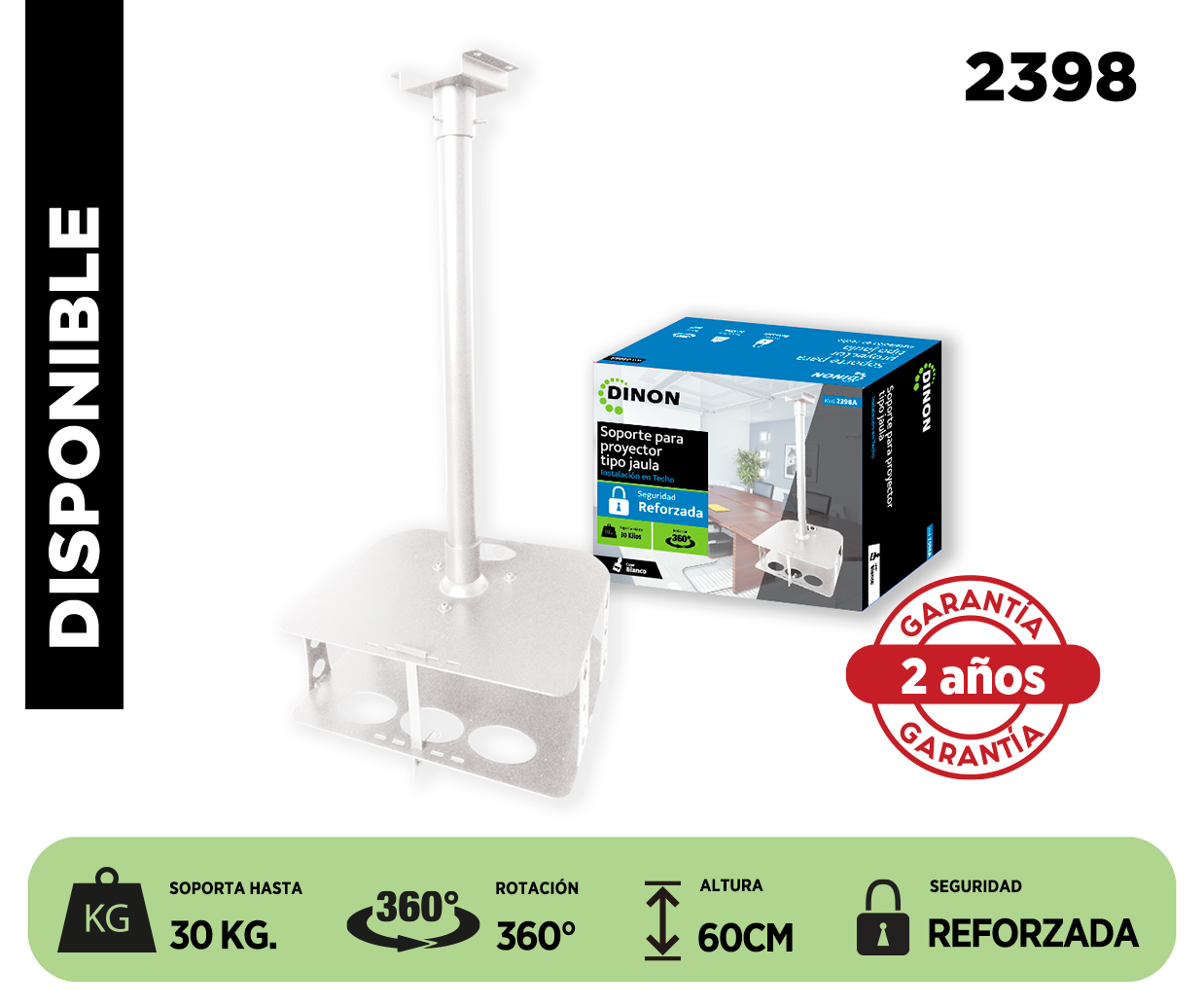 SOPORTE PARA PROYECTOR TIPO JAULA SEGURIDAD DINON, 60CM, HASTA 30KG - SKU2398