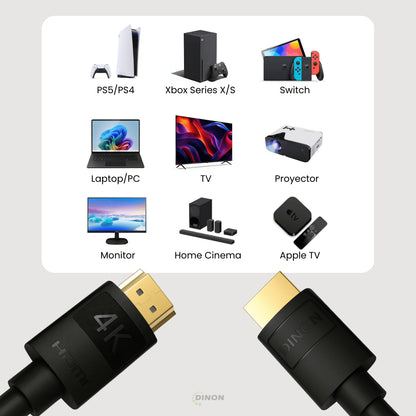 Cable HDMI 2.0 4K para diferentes plataformas como PS5, PC Gamer, Proyectores