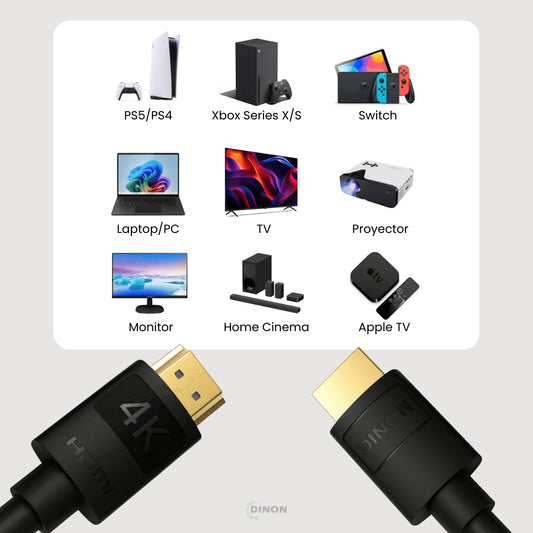 Cable HDMI 2.0 4K para diferentes plataformas como PS5, PC Gamer, Proyectores